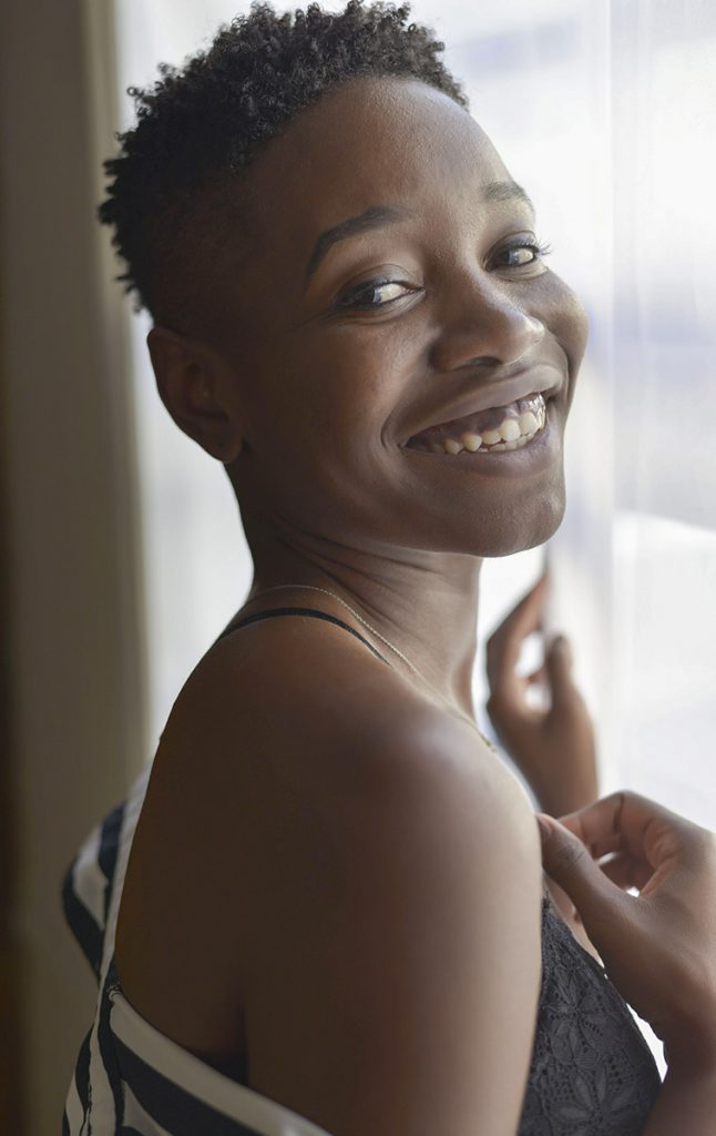 Close up of attractive smiling black woman