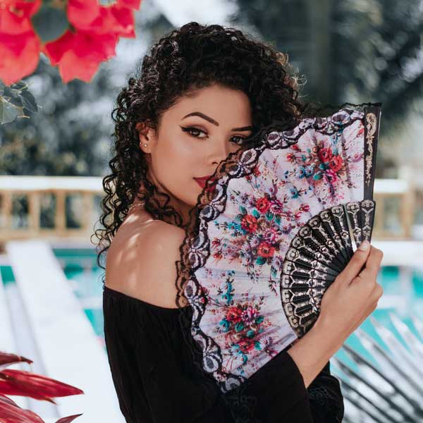 Floral hand fan
